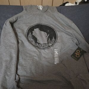 Gray Graphic Hoodie with Forest Design